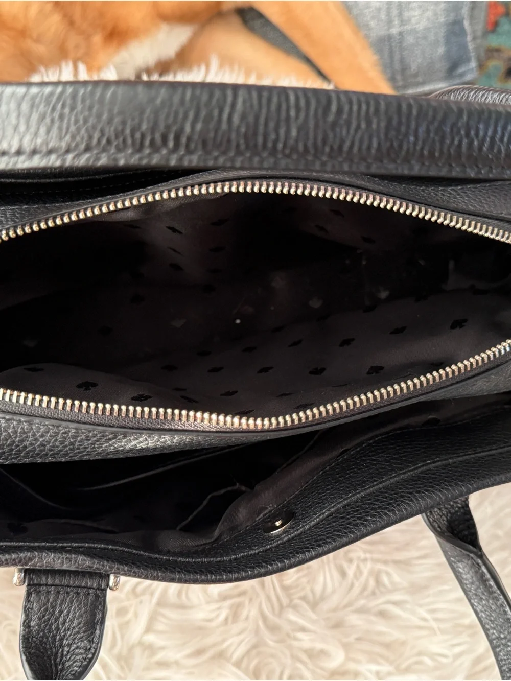 kate spade New York Black Leather Satchel with Tassel